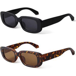Retro Rectangle Sunglasses Women Men Vintage Square Sun Glasses UV Protection